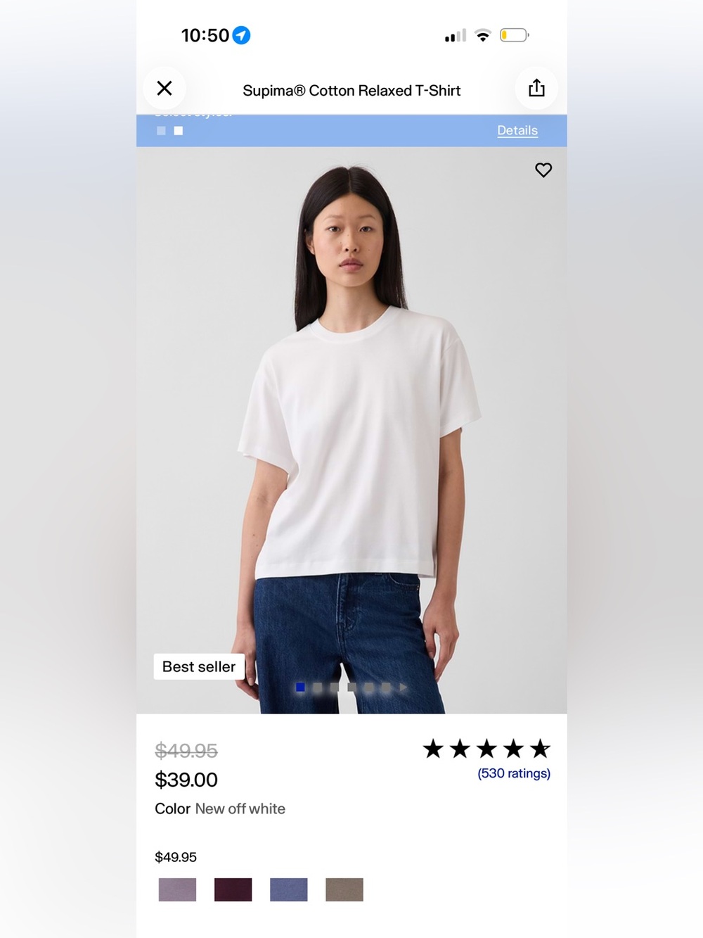 Gap Supima Relaxed Cotton Tees- White